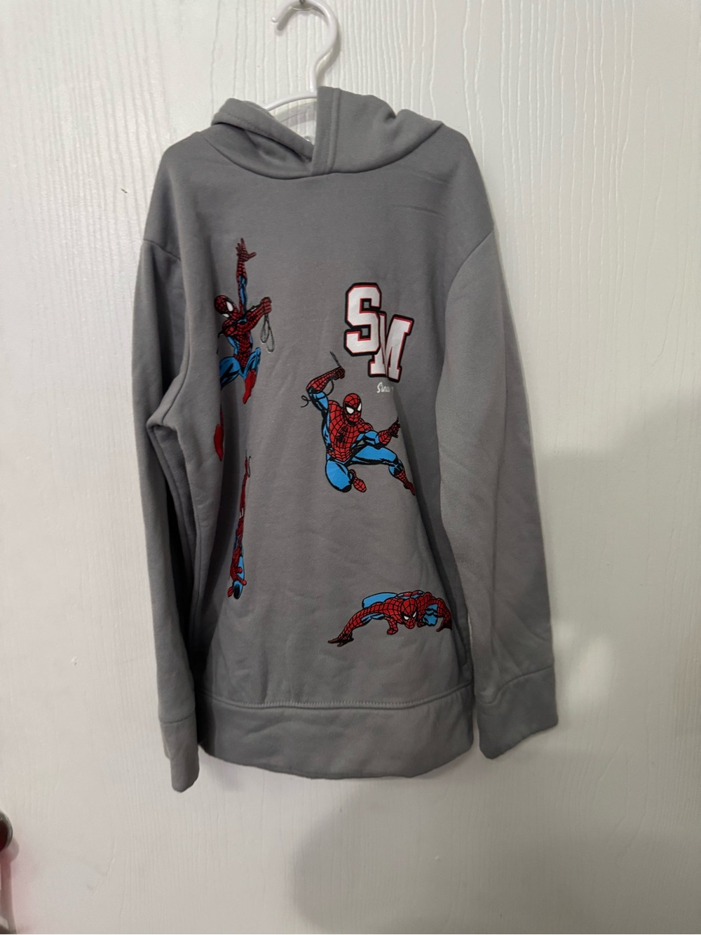 Marvel Spider-Man Boys Gray Graphic Pullover Hoodie Size S 8